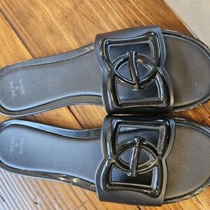 Shade & Shore Black Slide Sandals